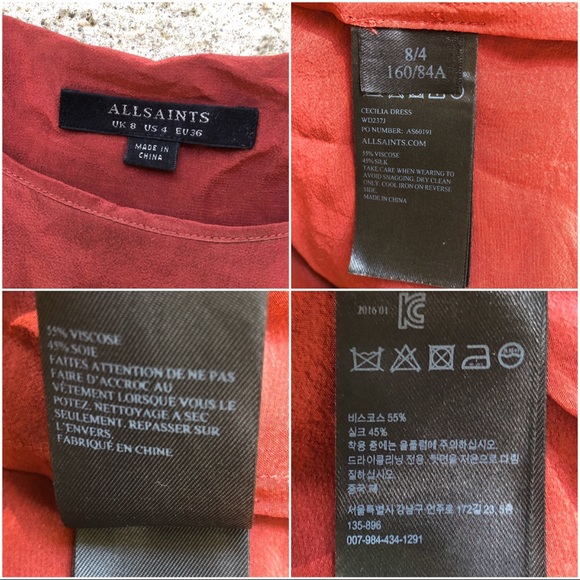 All Saints’ Silk Blend Cecilia Dress Sahara Red 4 - Picture 2 of 10